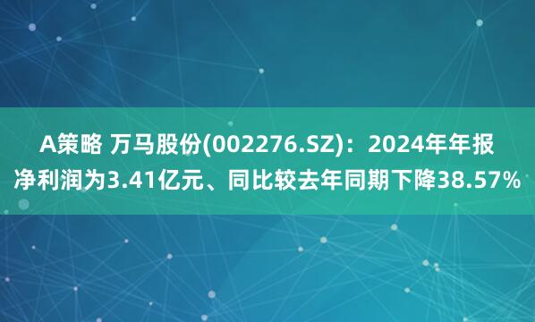 A策略 万马股份(002276.SZ)：2024年年报净利润为3.41亿元、同比较去年同期下降38.57%