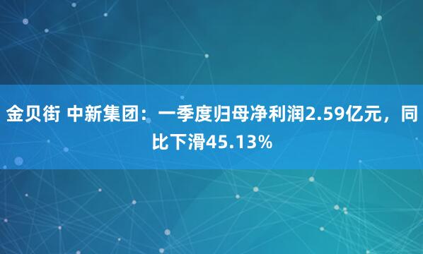 金贝街 中新集团：一季度归母净利润2.59亿元，同比下滑45.13%